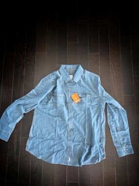 Light Blue Denim Shirt - Casual Button-Down